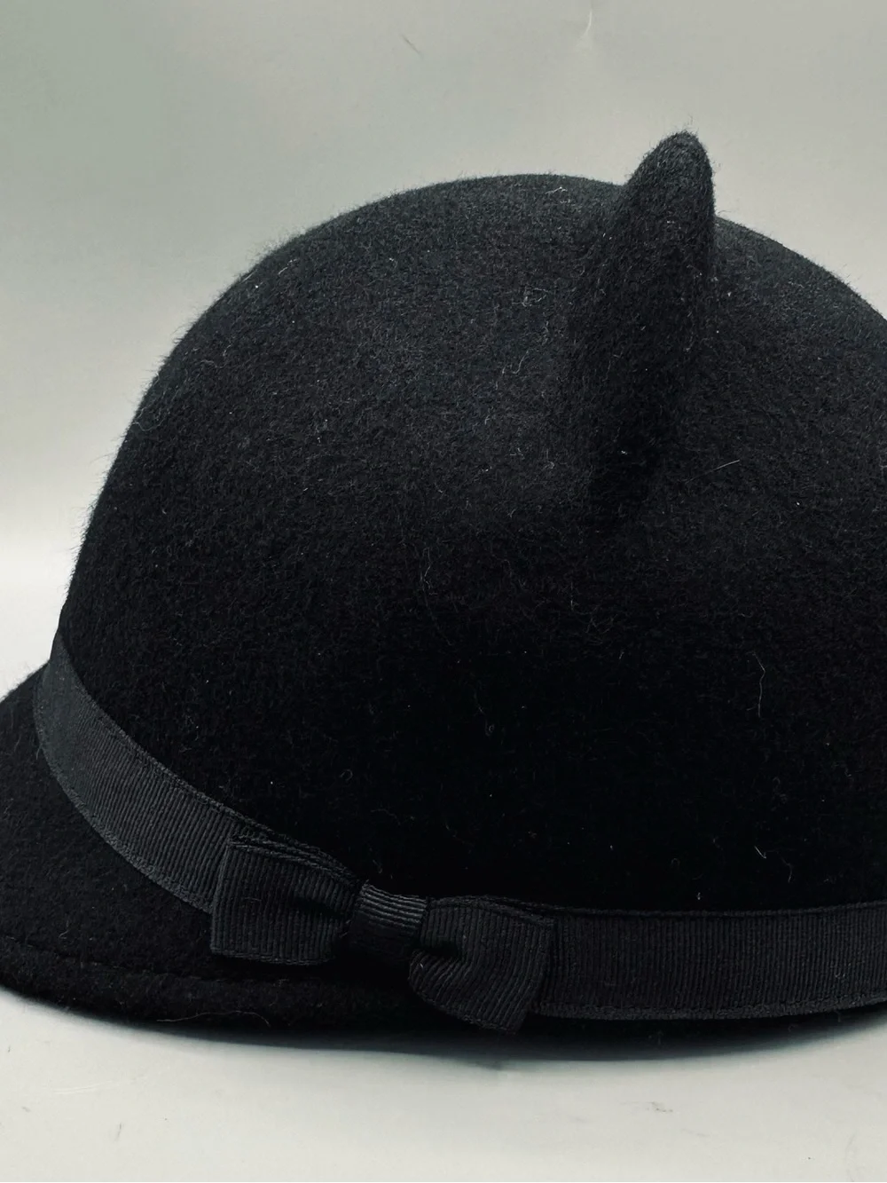 Gymboree City Kitty Black Wool Felt Cat Ear Equestrian Cap Hat